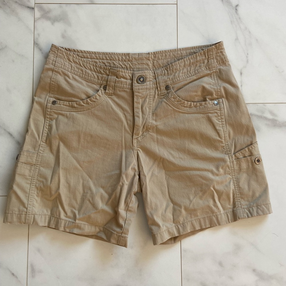 Kuhl womens shorts 4 tan khaki cotton nylon blend hiking outdoors activewear